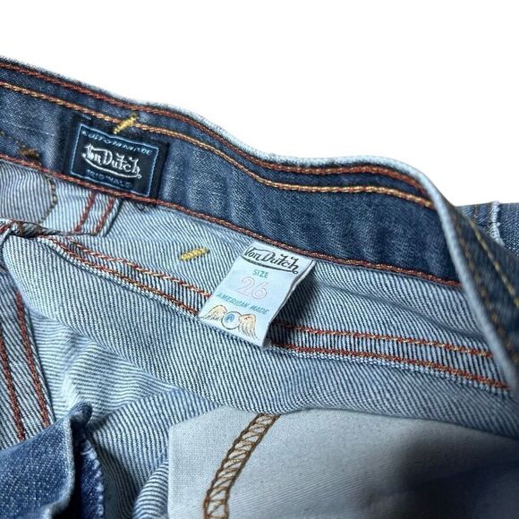 American Vintage 90s Y2K Von Dutch Patch Jeans Size 26 Made In USA - Picture 11 of 12